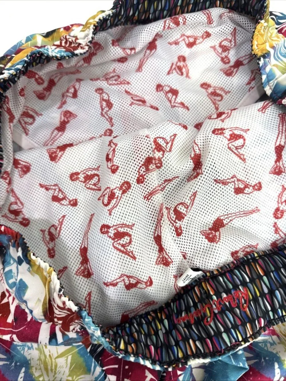 Robert Graham Multi Color Floral Palm Print Swim Trunks Board Shorts Size Large